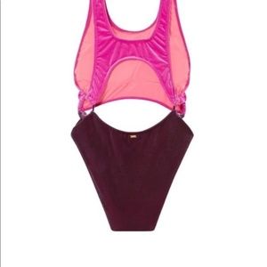 NWT Victorias Secret PINK Velvet Cut-Out One Piece Swim Suit Monokini Large L